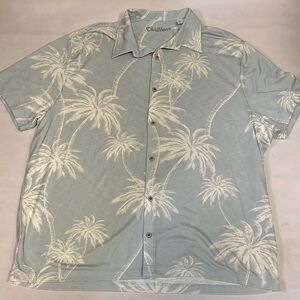 Caribbean Casual Shirt Men’s Size XXL Knit Palm Print Button Down Shirt